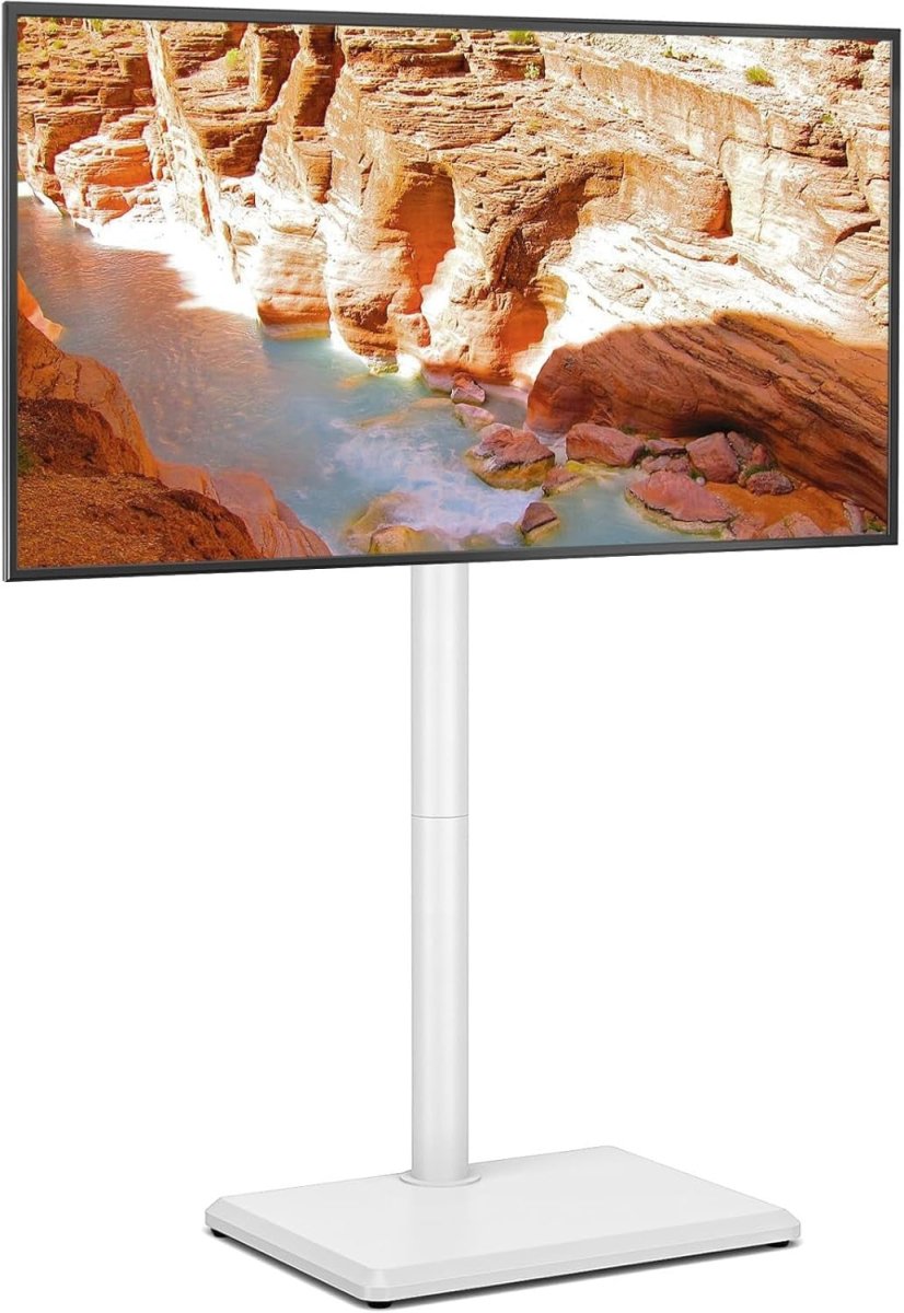 Slim Swivel TV Floor Stand for 32–55” Adjustable Corner Mount VESA 40kg - White - Kwikley