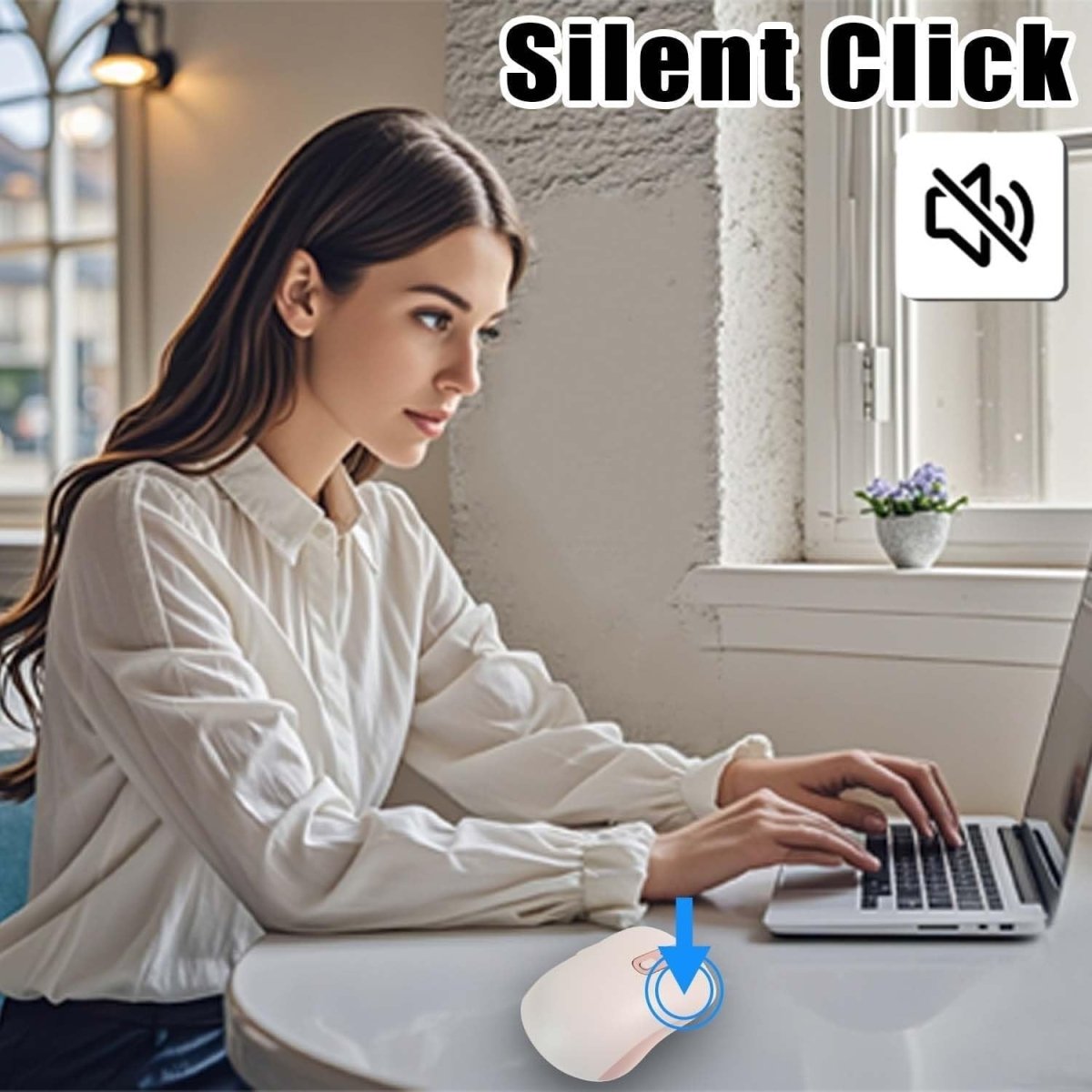 Slim Wireless Bluetooth Mouse Silent Rechargeable 1600 DPI 6 Button - Kwikley