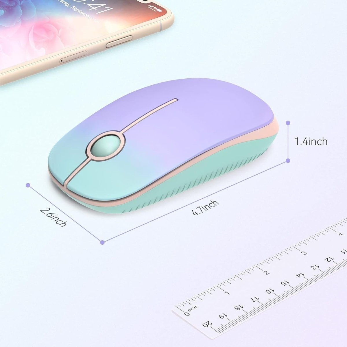 Slim Wireless Mouse 2.4G Quiet USB Optical Laptop PC Gradient - Kwikley