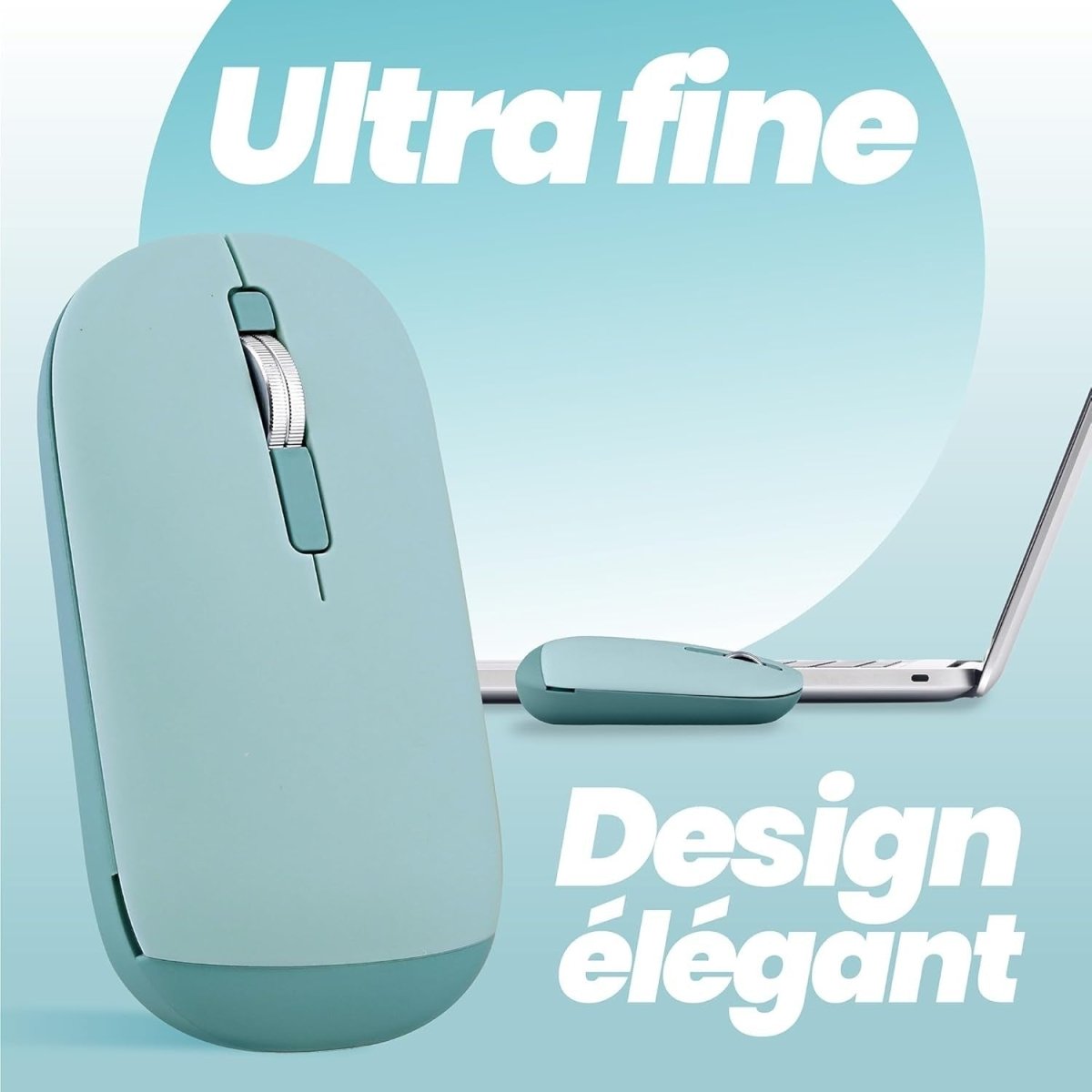 Slim Wireless Mouse Bluetooth & USB Dual Mode Quiet Blue - Kwikley