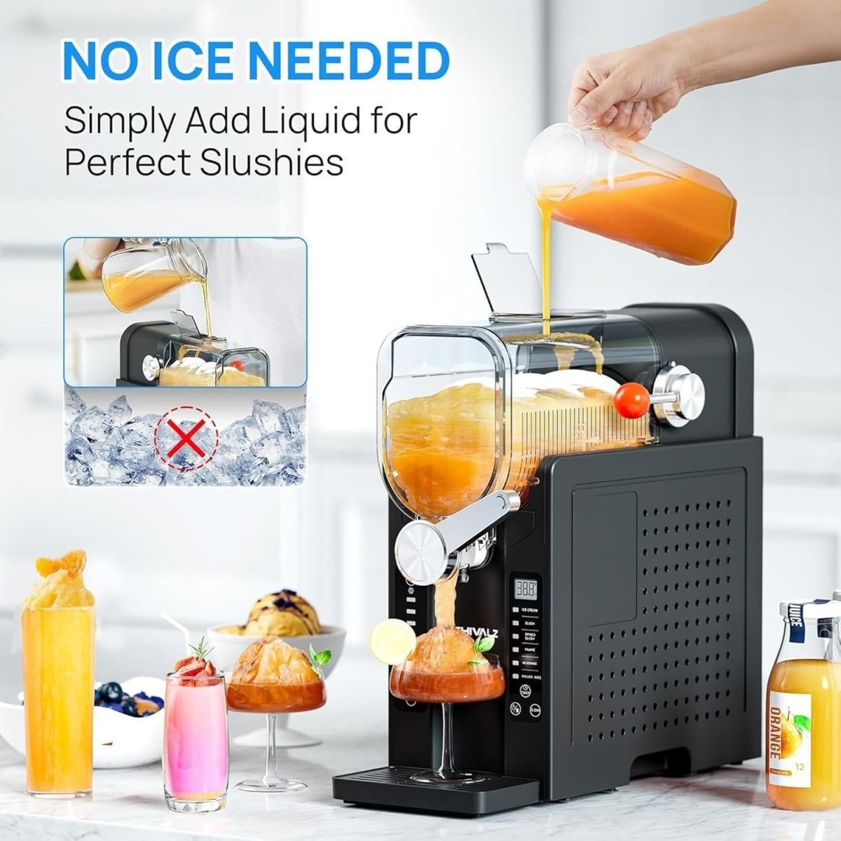 Slushie Machine No Ice Needed Frozen Drink Maker LED Display 1.2L - Kwikley
