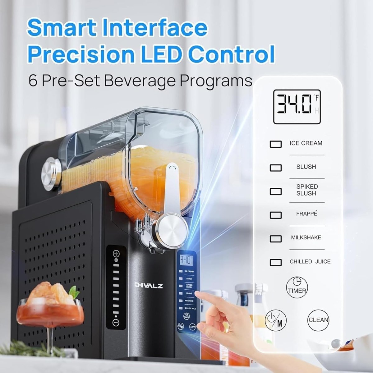 Slushie Machine No Ice Needed Frozen Drink Maker LED Display 1.2L - Kwikley