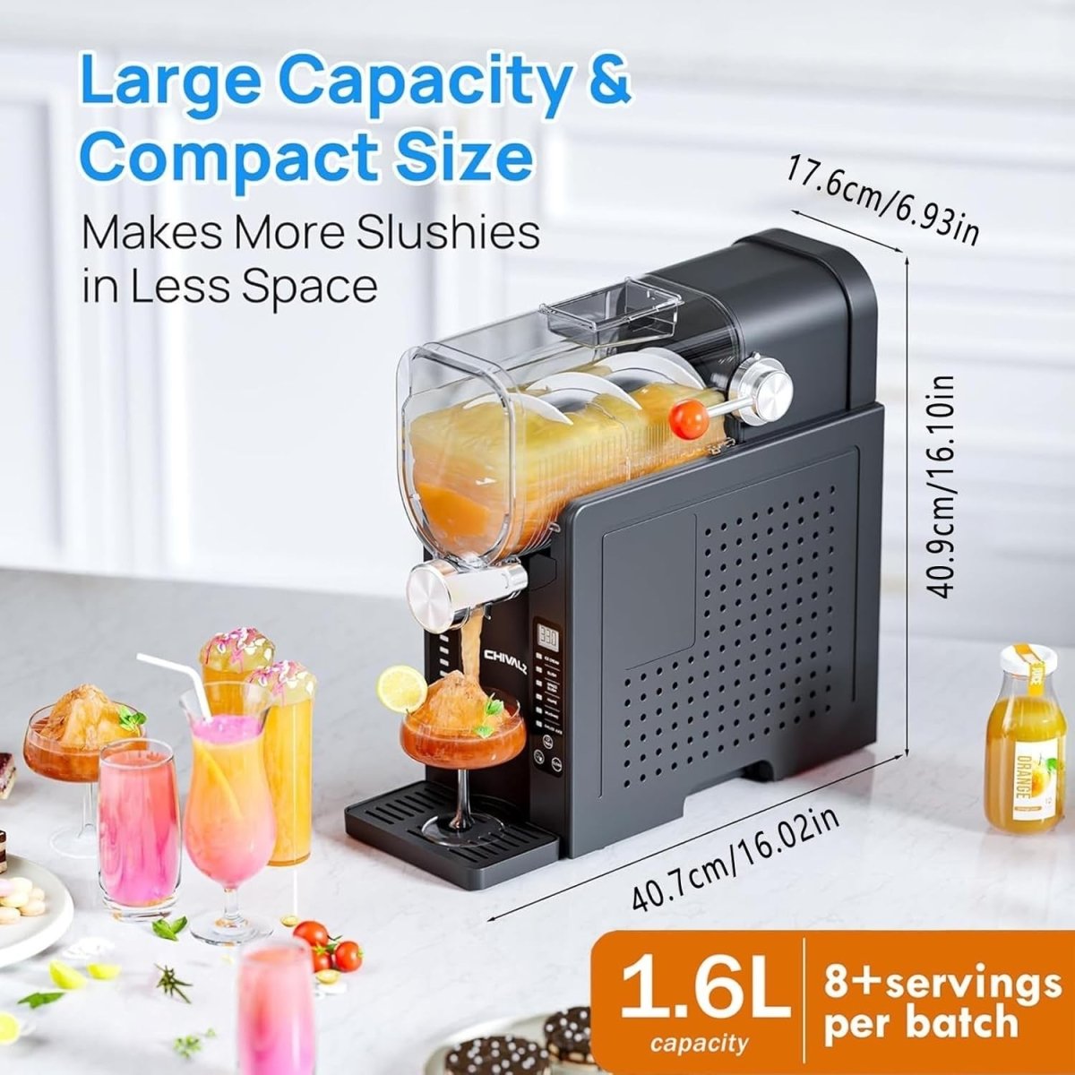 Slushie Machine No Ice Needed Frozen Drink Maker LED Display 1.2L - Kwikley