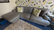 Small Compact Grey Leather Corner Sofa L - Shape Sofa (PTP) - Kwikley