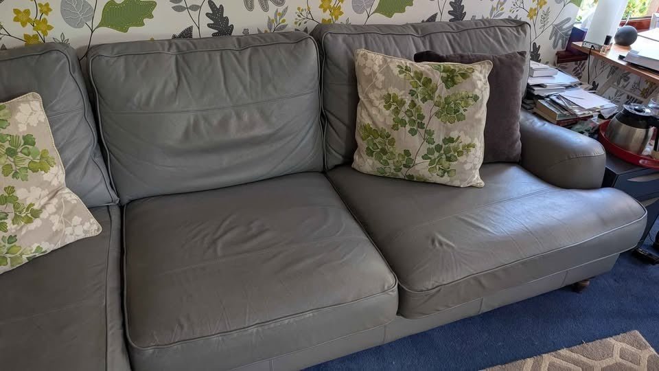Small Compact Grey Leather Corner Sofa L - Shape Sofa (PTP) - Kwikley