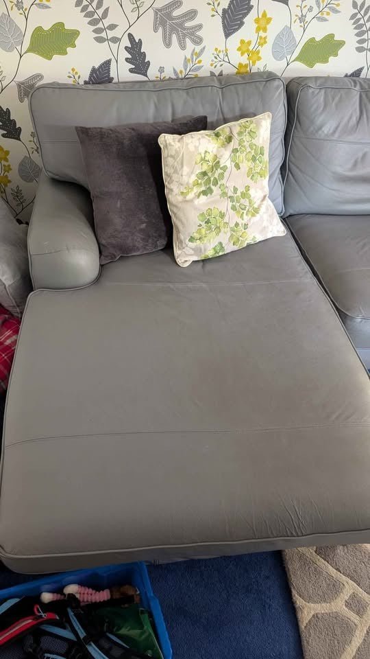 Small Compact Grey Leather Corner Sofa L - Shape Sofa (PTP) - Kwikley