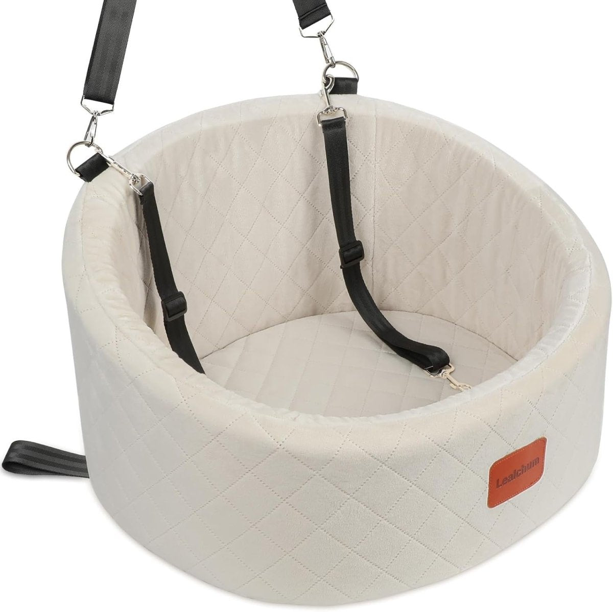 Small Dog Booster Car Seat Bed Washable Travel Carrier w 2 Leashes - Kwikley