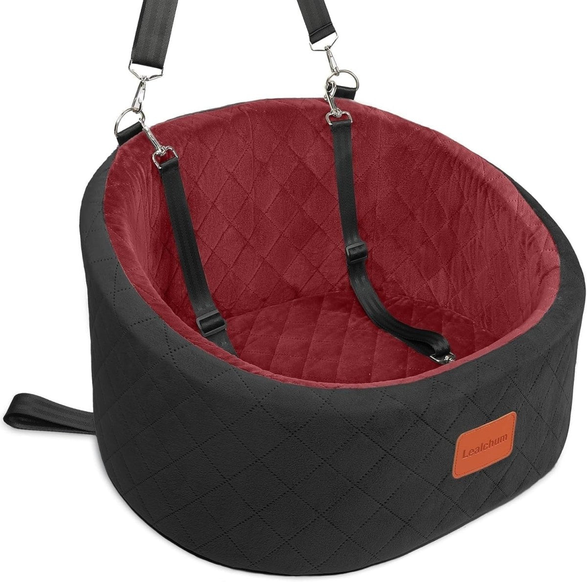 Small Dog Car Seat Bed Memory Foam Booster Travel Seat w 2 Leashes - Kwikley
