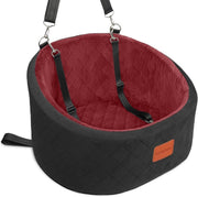 Small Dog Car Seat Bed Memory Foam Booster Travel Seat w 2 Leashes - Kwikley