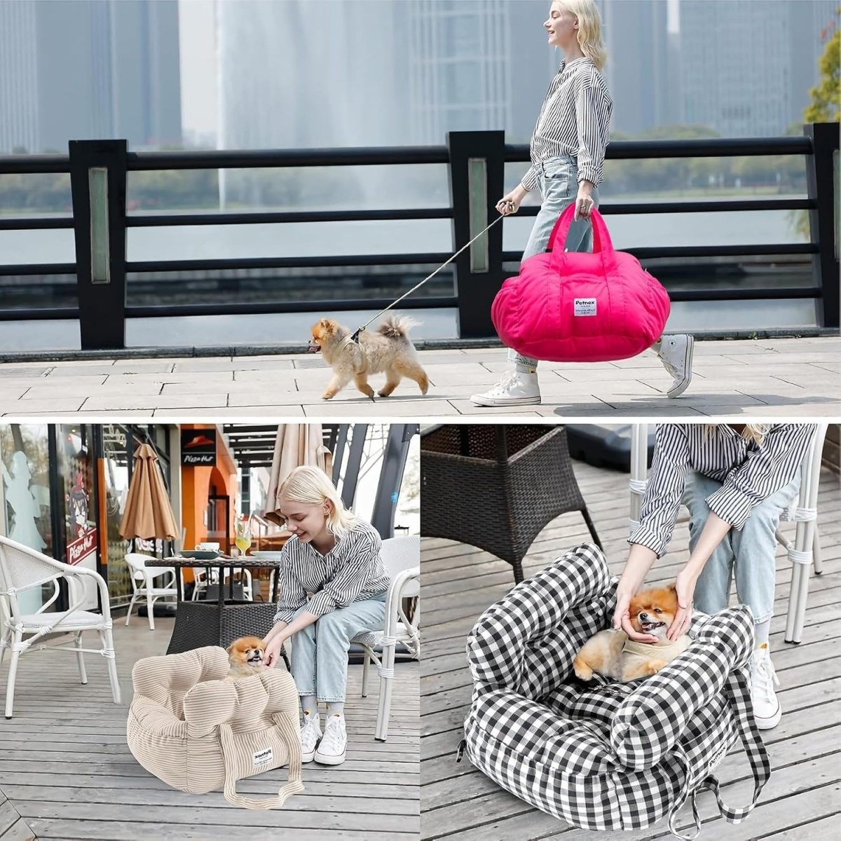Small Dog Car Seat Pet Travel Bed Carrier with Safety Leash Pink - Kwikley