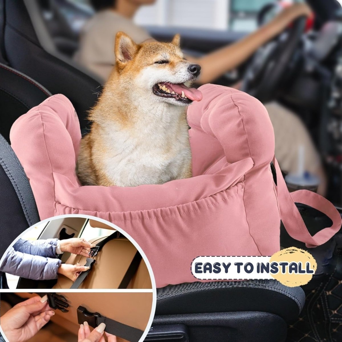 Small Dog Car Seat Pet Travel Bed Carrier with Safety Leash Pink - Kwikley