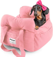 Small Dog Car Seat Pet Travel Bed Carrier with Safety Leash Pink - Kwikley