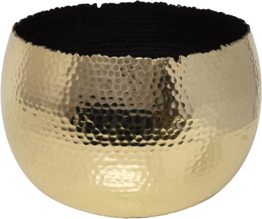 Small Hammered Gold Planter Bowl 19cm Indoor Metal Plant Pot - Kwikley