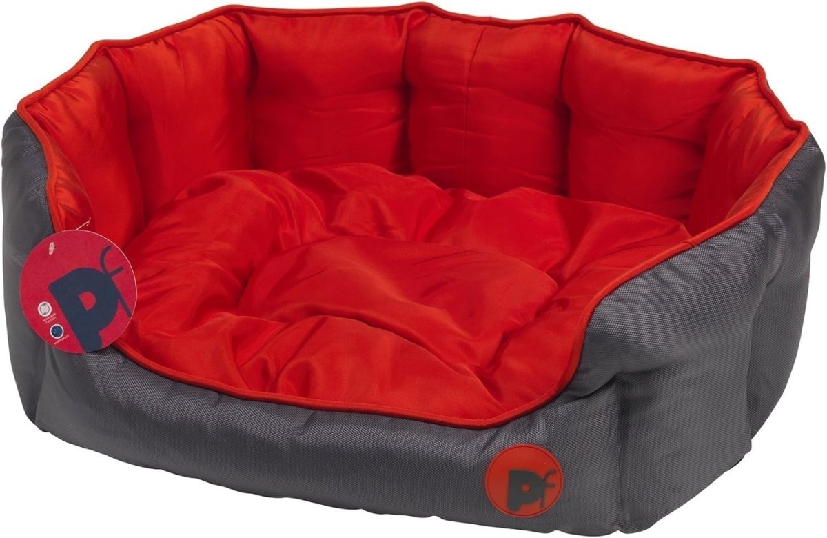 Small Luxury Oval Dog Bed Washable Removable Cushion Red - Kwikley