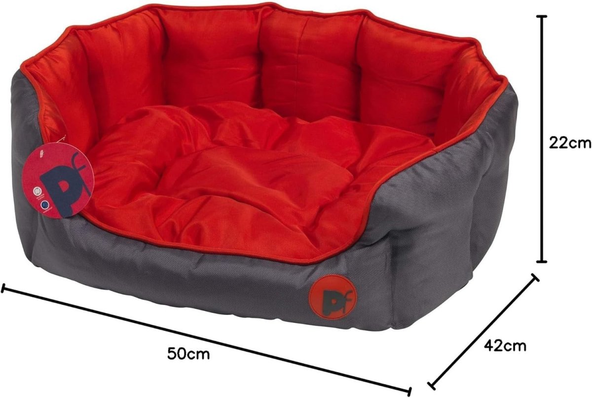 Small Luxury Oval Dog Bed Washable Removable Cushion Red - Kwikley