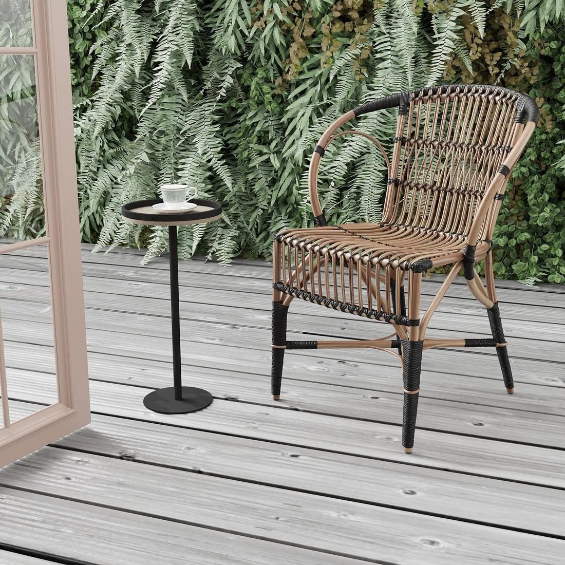 Small Round Coffee Table – 30x30x63cm Side Table Oak Finish - Kwikley
