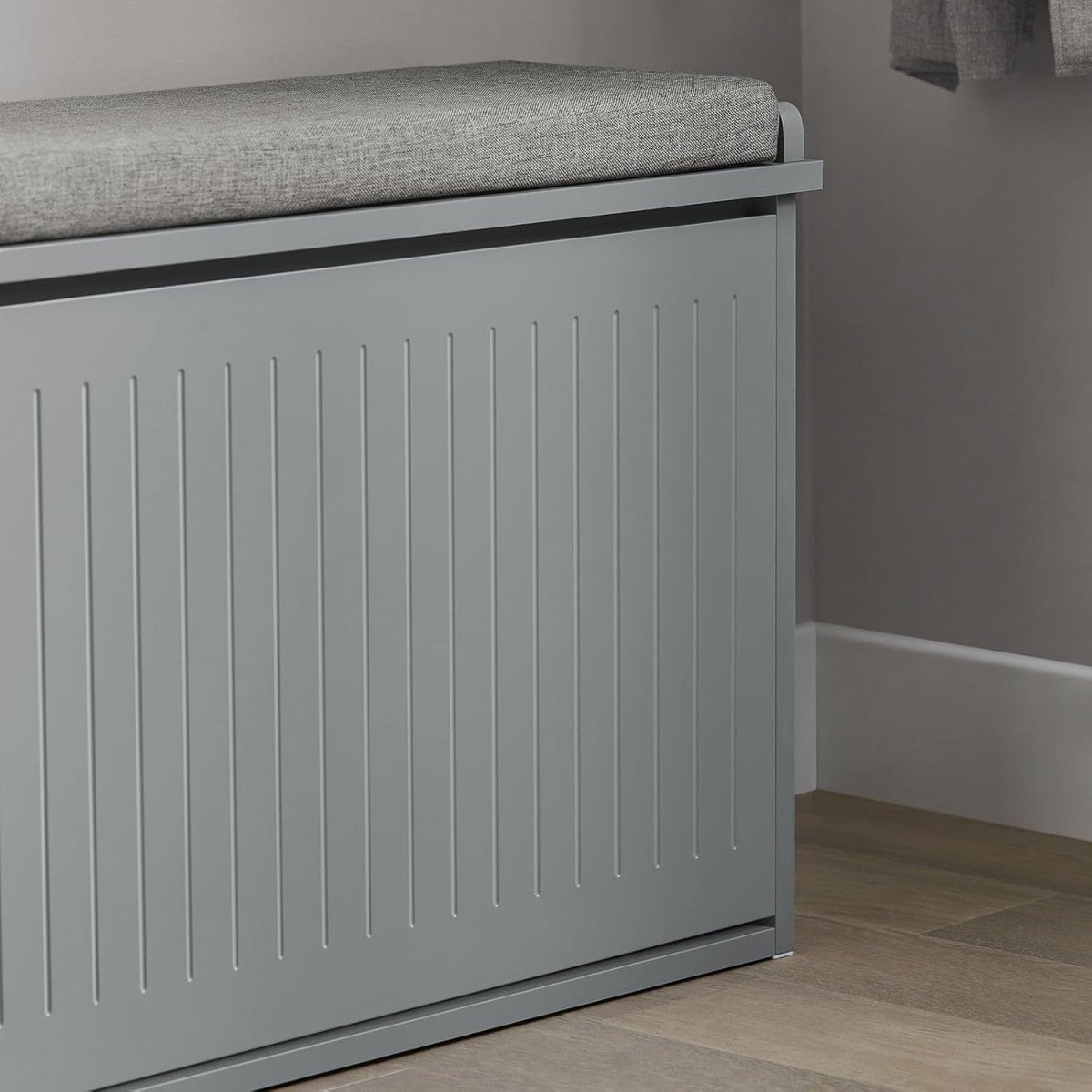 Small Shoe Storage Bench with Cushion Seat – Flip Drawer Rack 62cm Grey - Kwikley