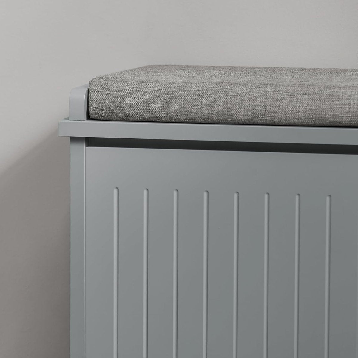 Small Shoe Storage Bench with Cushion Seat – Flip Drawer Rack 62cm Grey - Kwikley