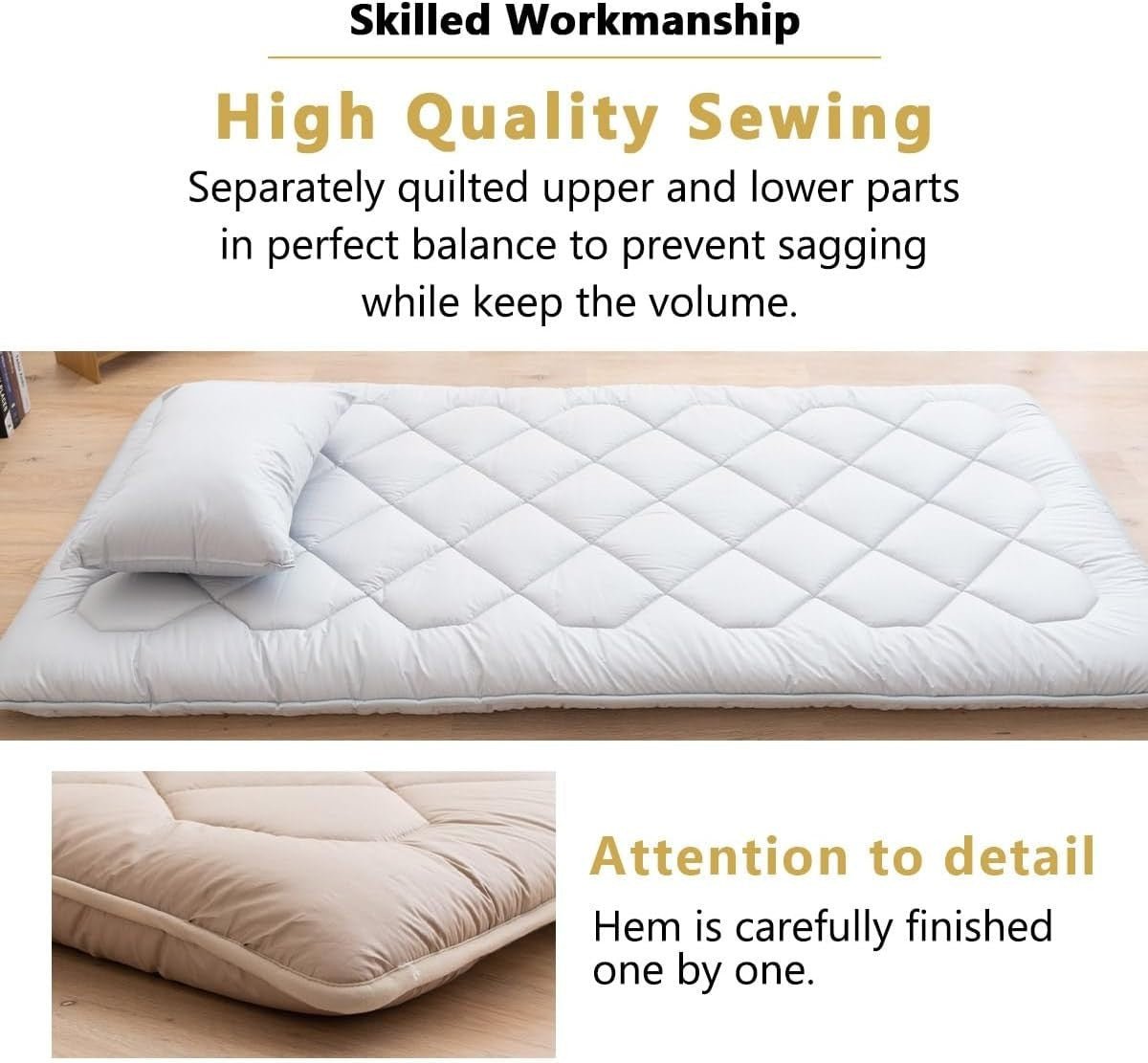 Small Single Floor Futon Mattress Extra Thick Foldable Cotton Bed Mat - Kwikley