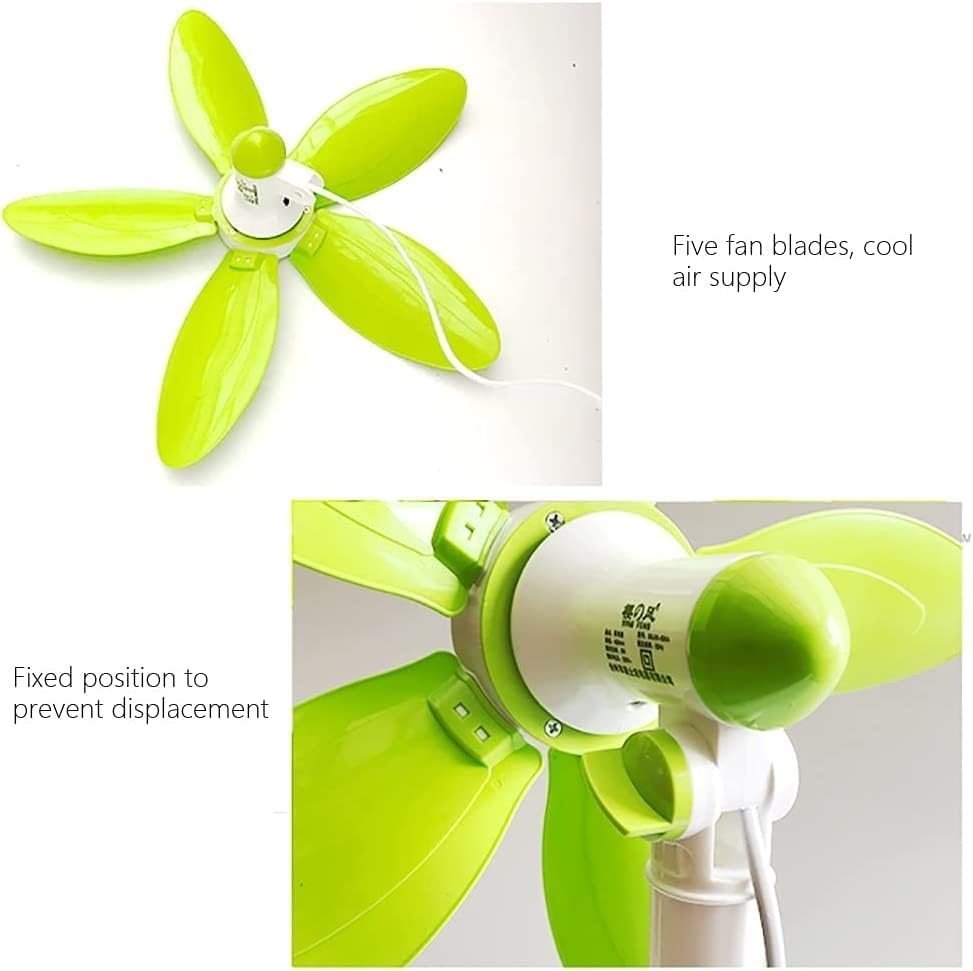 Small Standing Fan – Adjustable Height Quiet Floor Fan 5 Blades for Home Office - Kwikley