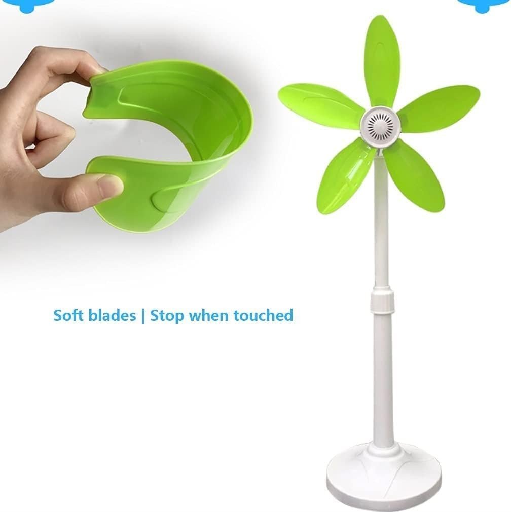 Small Standing Fan – Adjustable Height Quiet Floor Fan 5 Blades for Home Office - Kwikley