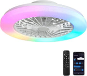 Smart 56CM Ceiling Fan with RGB Light, 3 - Speed, Remote, Bladeless - Kwikley
