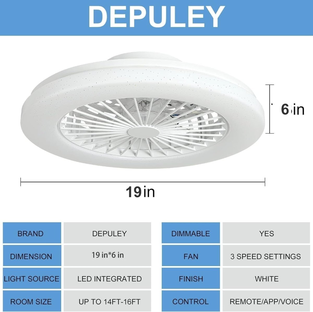 Smart 56CM Ceiling Fan with RGB Light, 3 - Speed, Remote, Bladeless - Kwikley