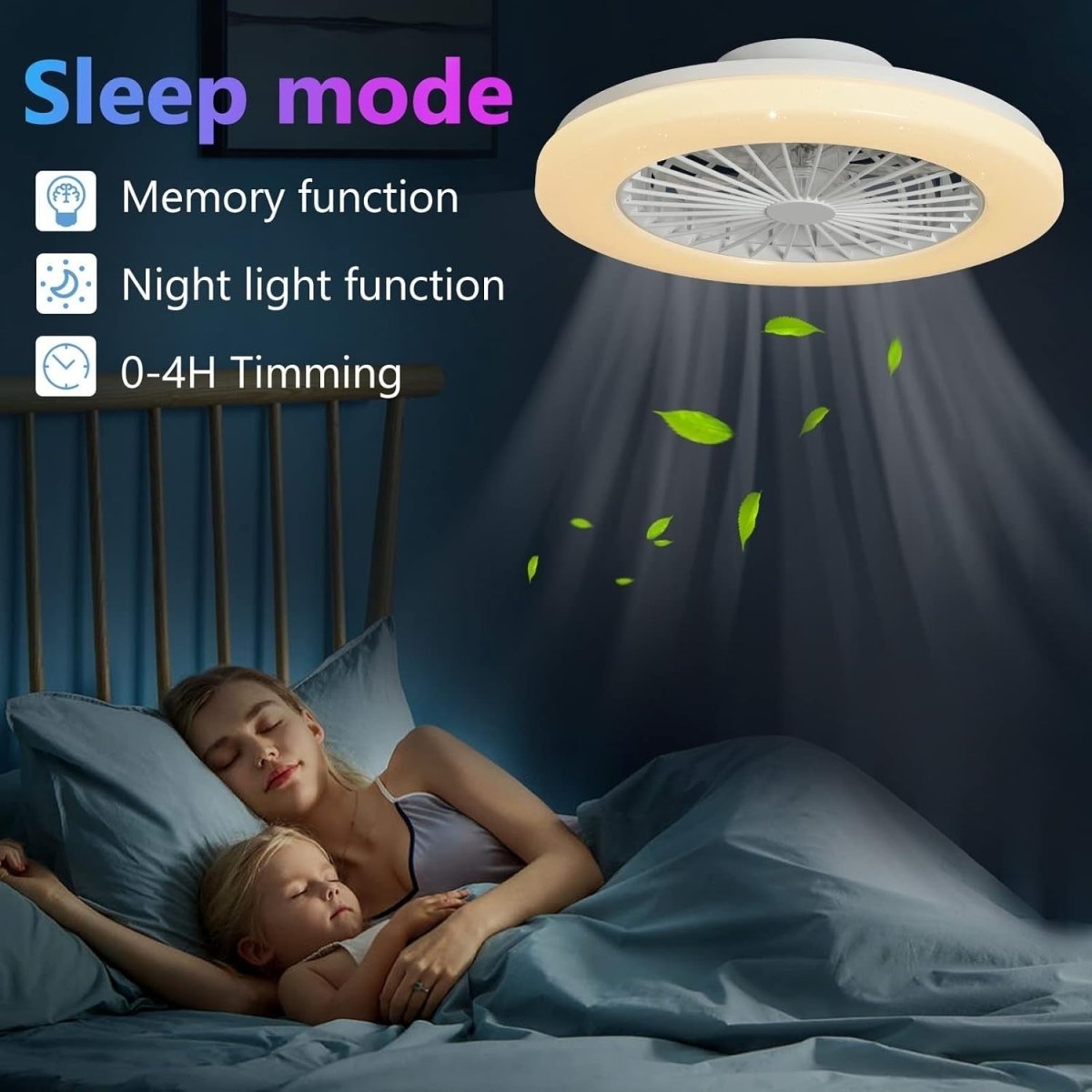 Smart 56CM Ceiling Fan with RGB Light, 3 - Speed, Remote, Bladeless - Kwikley