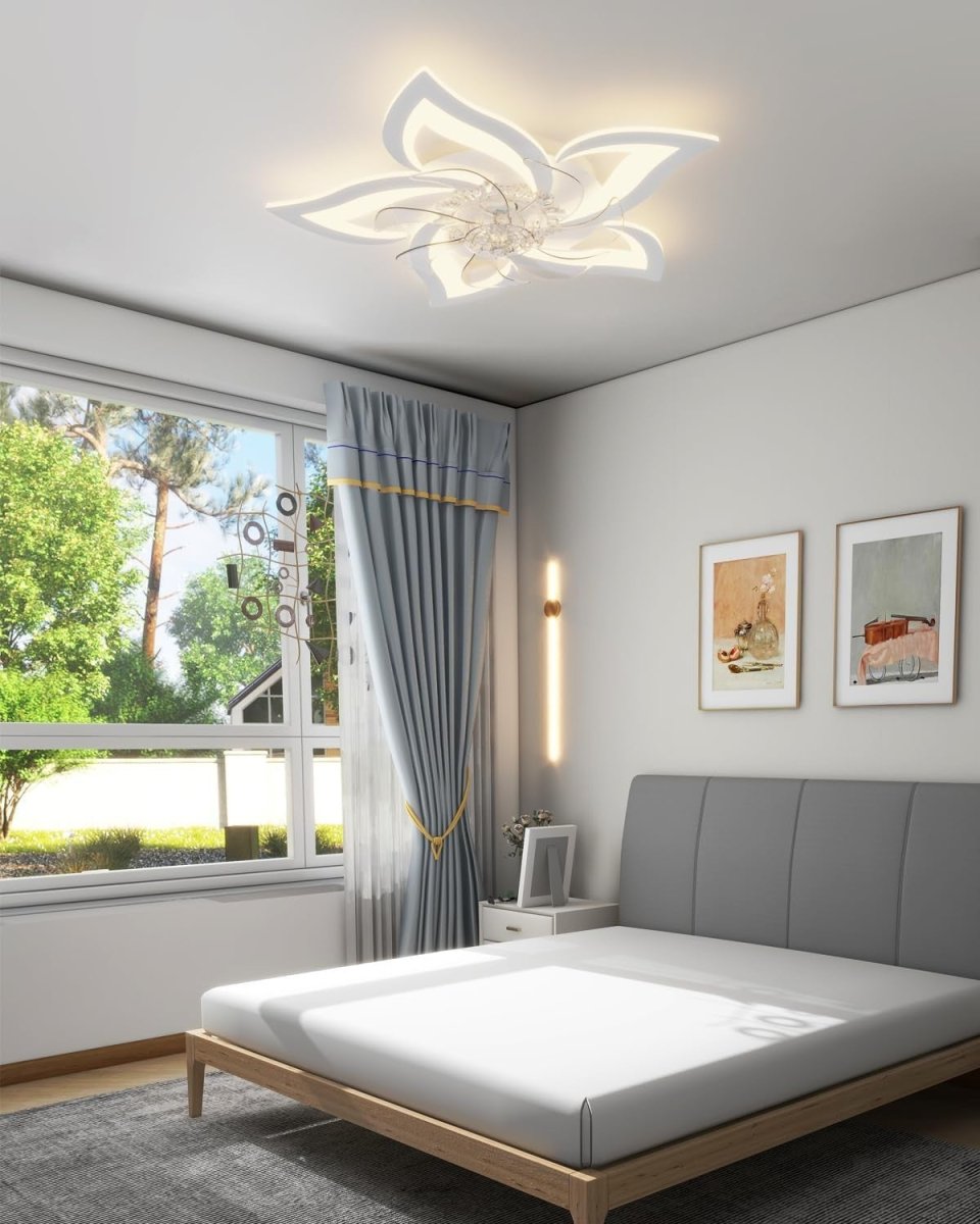 Smart Ceiling Fan with Light, 6 Speeds, Dimmable LED, White - Kwikley