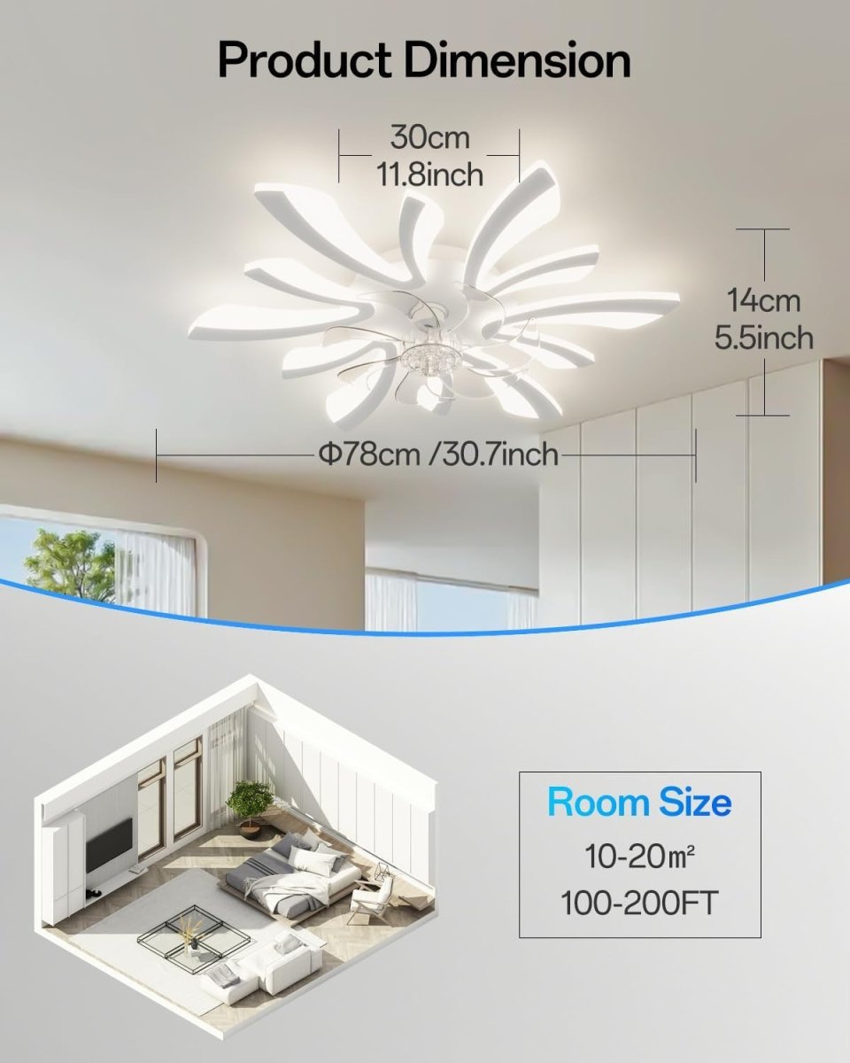 Smart Ceiling Fan with Lights, WiFi, Alexa/Google, Remote/App Control - Kwikley
