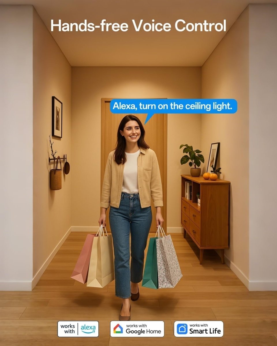 Smart Ceiling Fan with Lights, WiFi, Alexa/Google, Remote/App Control - Kwikley