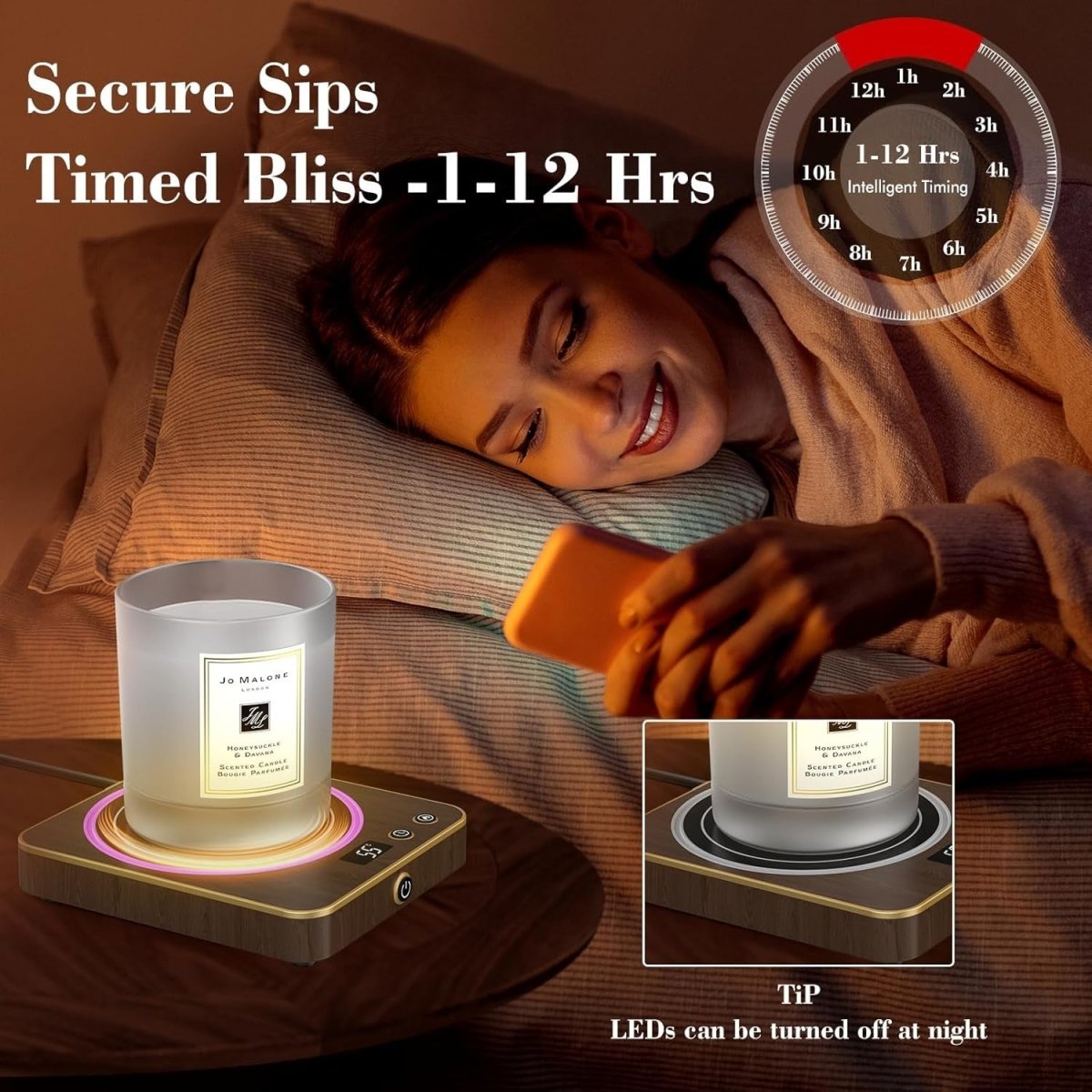 Smart Coffee Mug Warmer 1 - 12H Timer Temp Display Desk - Kwikley