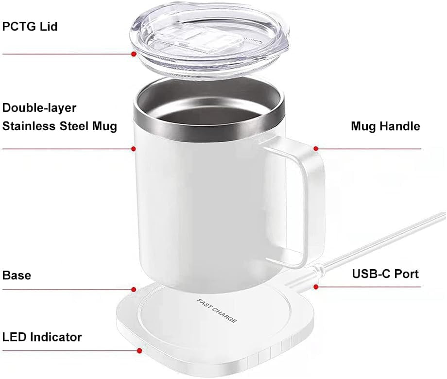Smart Coffee Mug Warmer Set 11oz Auto Off Temp Control - Kwikley