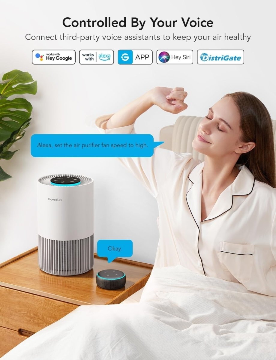 Smart HEPA Air Purifier Bedroom Quiet 24dB WiFi Alexa Pets - Kwikley
