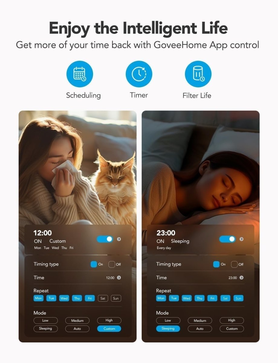 Smart HEPA Air Purifier Bedroom Quiet 24dB WiFi Alexa Pets - Kwikley