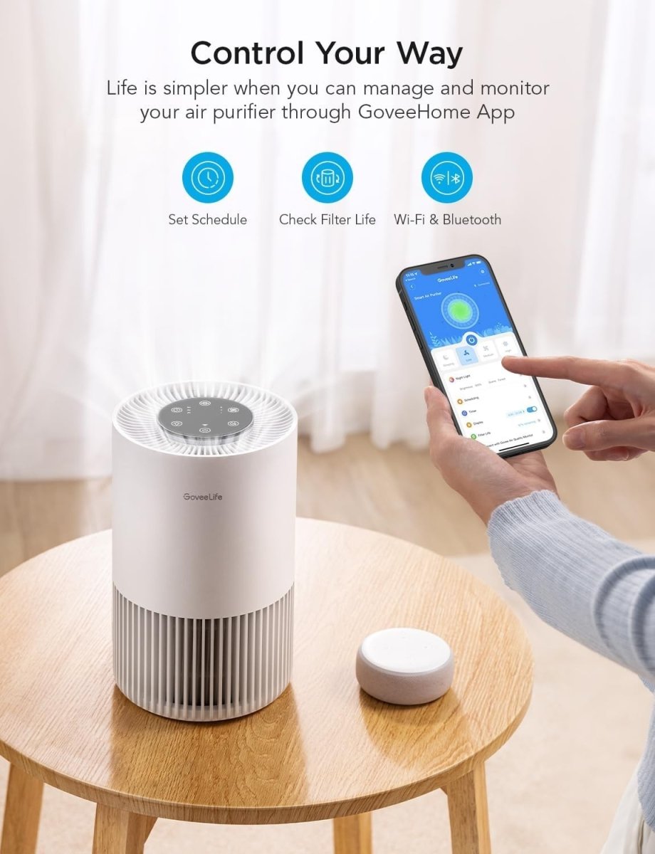 Smart HEPA Air Purifier Bedroom Quiet 24dB WiFi Alexa Pets - Kwikley