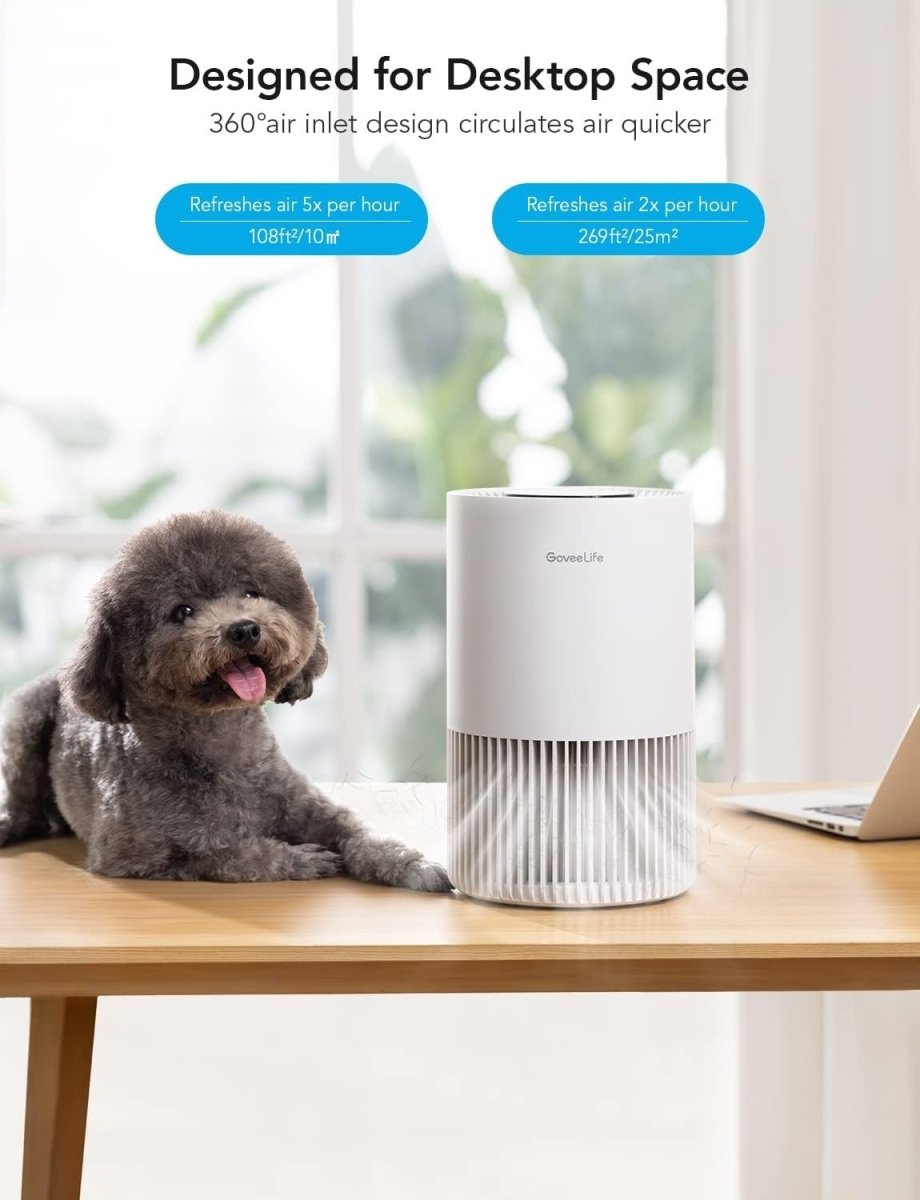 Smart HEPA Air Purifier Bedroom Quiet 24dB WiFi Alexa Pets - Kwikley