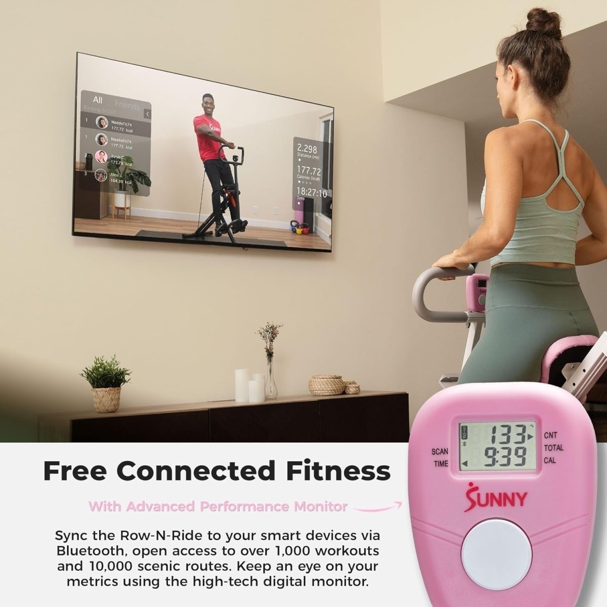 Smart Row N Ride Squat Machine Foldable Full Body Glute Trainer Pink - Kwikley
