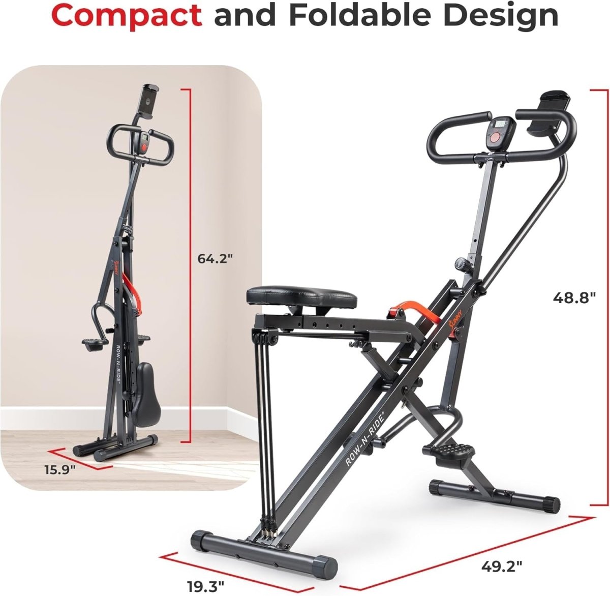 Smart Row-N-Ride Squat Machine Foldable Full Body Trainer 150kg - Kwikley