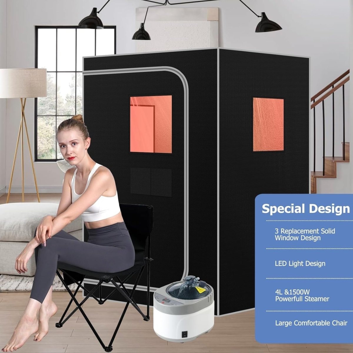 Smartmak Portable Steam Sauna 4L 1500W Fast Heat Home Spa Tent 16 Level Remote - Kwikley