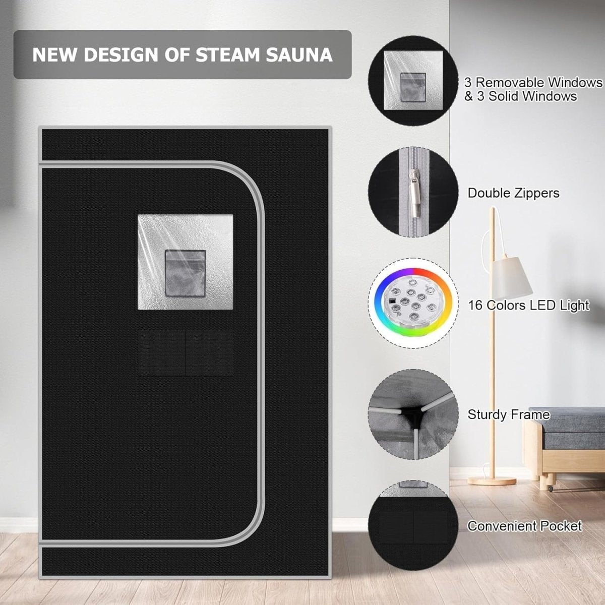 Smartmak Portable Steam Sauna 4L 1500W Fast Heat Home Spa Tent 16 Level Remote - Kwikley