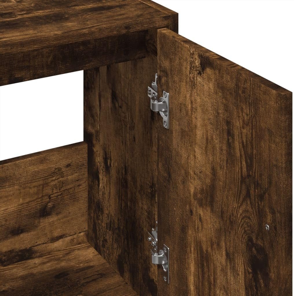Smoked Oak Bathroom Sink Cabinet – 2 Door Under Sink Storage Unit 63x55cm - Kwikley