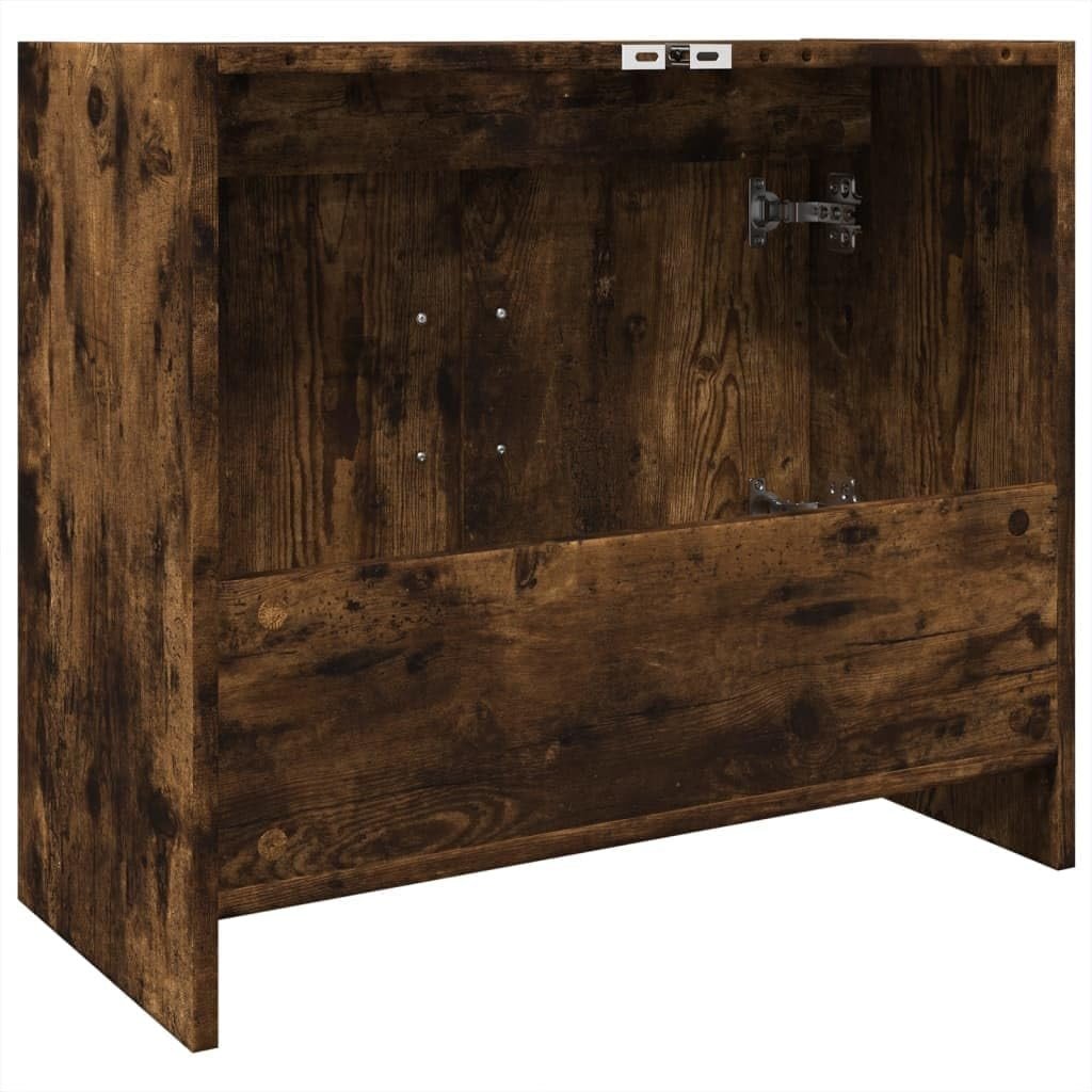 Smoked Oak Bathroom Sink Cabinet – 2 Door Under Sink Storage Unit 63x55cm - Kwikley