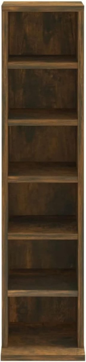 Smoked Oak CD Storage Cabinet Media Shelf DVD Organizer Bookcase Unit - Kwikley
