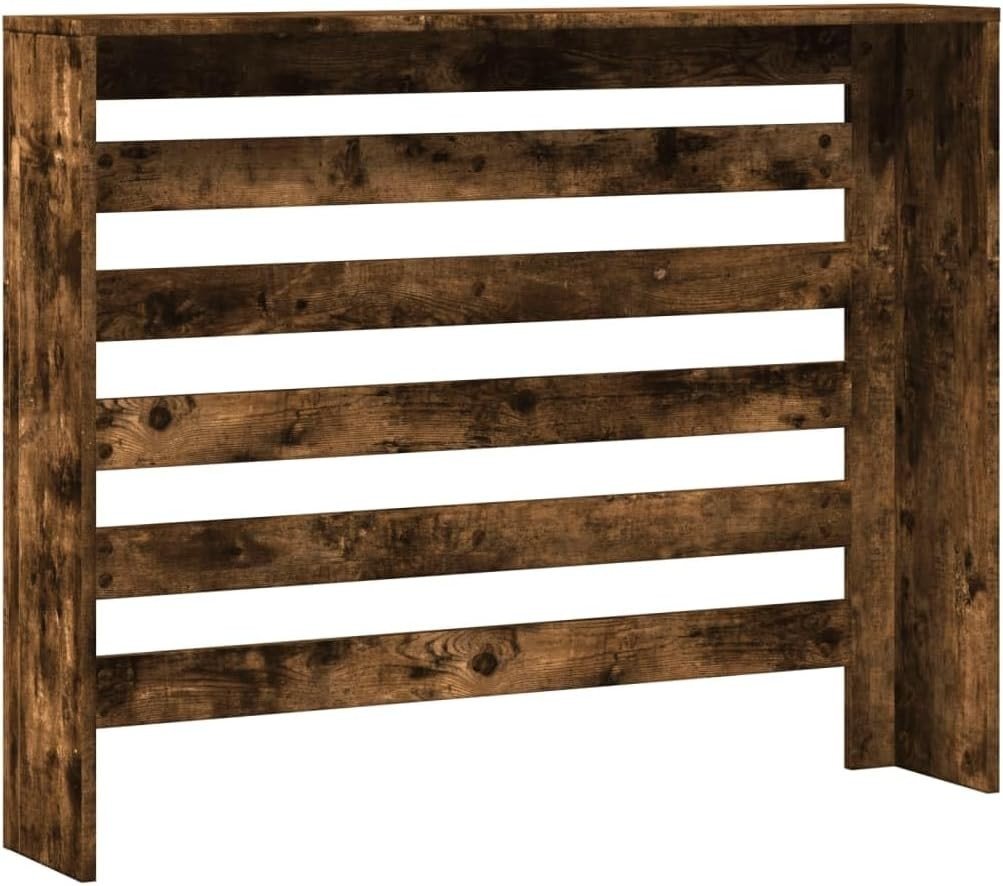 Smoked Oak Radiator Cover Modern Slatted Heater Cabinet Shelf Brown Wood - Kwikley