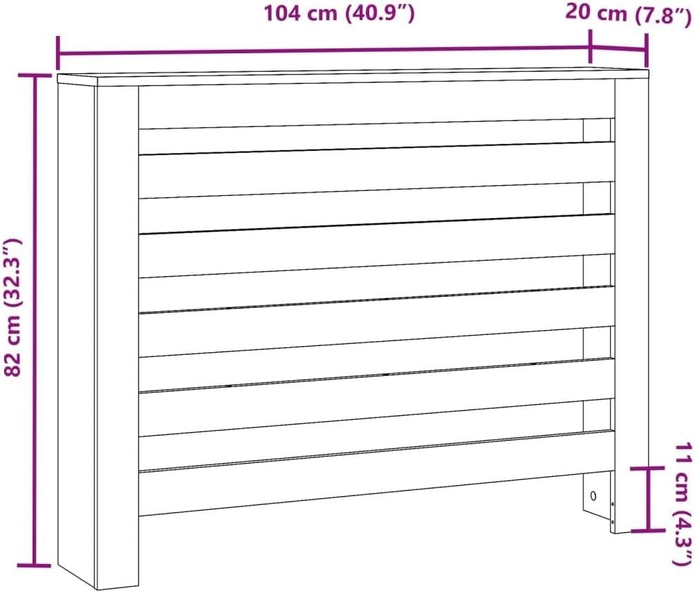 Smoked Oak Radiator Cover Modern Slatted Heater Cabinet Shelf Brown Wood - Kwikley