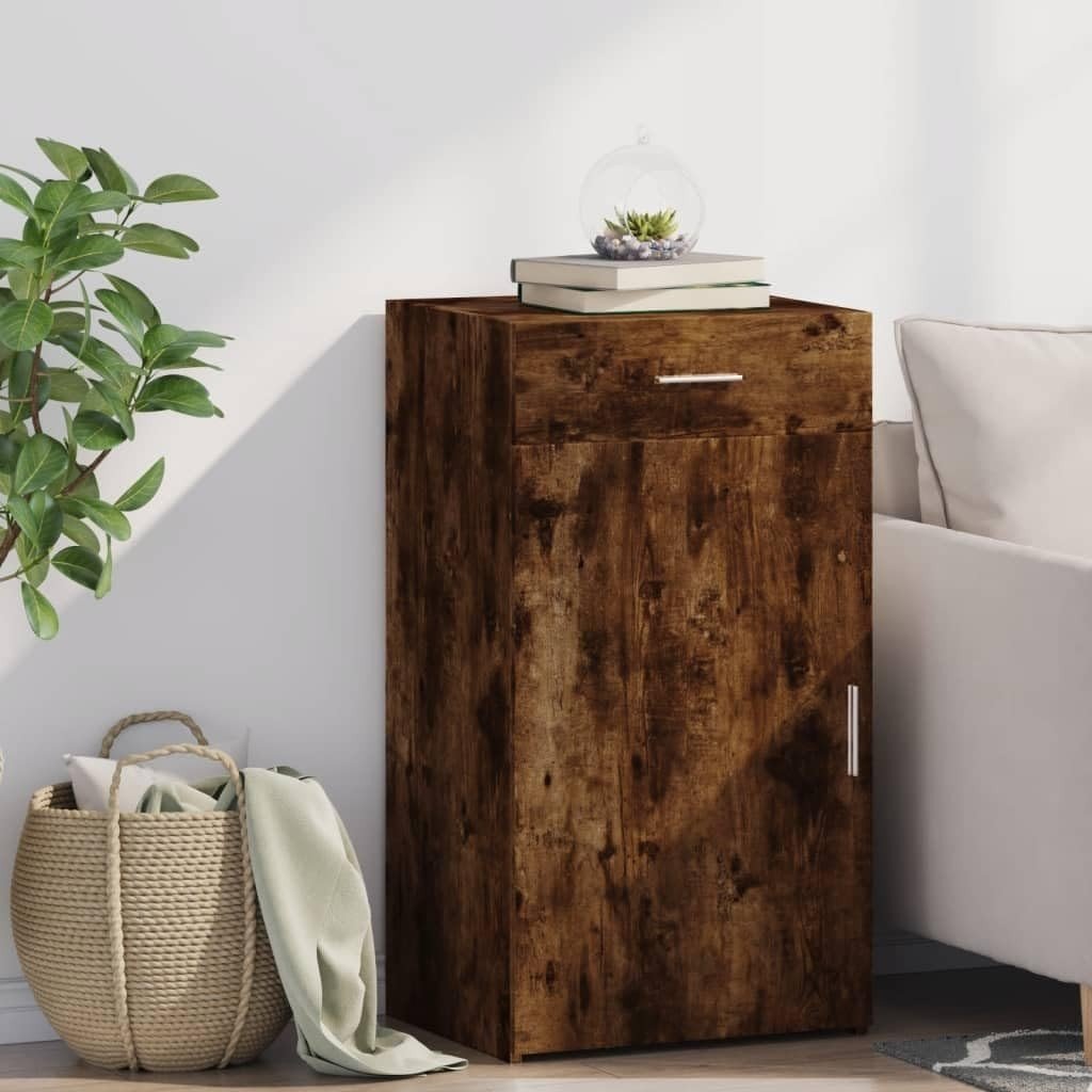 Smoked Oak Sideboard Cabinet with Drawer & Door – Stylish Storage - Kwikley