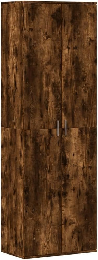 Smoked Oak Tall Storage Cabinet 60x35x180cm – 2 Door Modern Cupboard - Kwikley