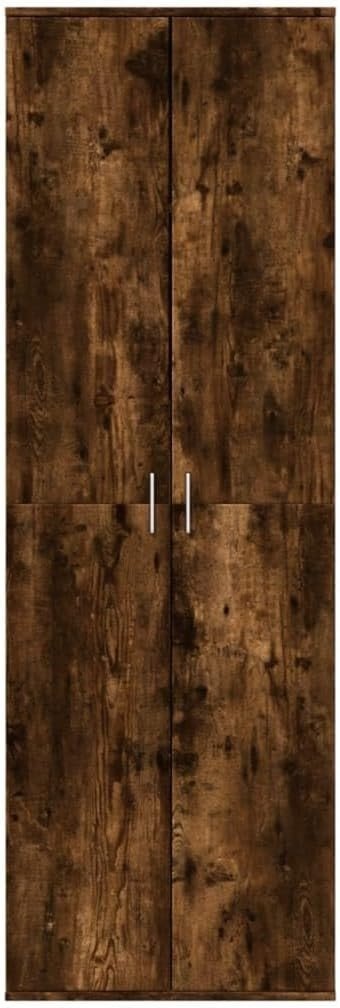 Smoked Oak Tall Storage Cabinet 60x35x180cm – 2 Door Modern Cupboard - Kwikley