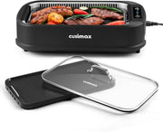 Smokeless Electric Indoor Grill & Griddle 1500W Non - Stick Plate with Glass Lid - Kwikley